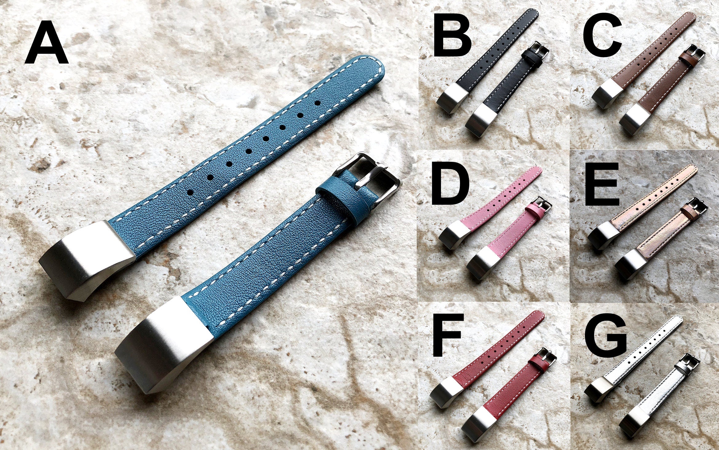 Fitbit Alta HR Elegant Stylish Unisex Soft Leather Band Strap with Stitching Details Quick Release Adapters Included Ready to Attach MLS